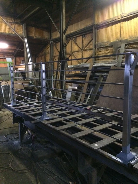 Custom steel platform and safety railing fabrication in progress — Anton Installers Inc. Bucks County PA